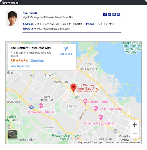 在您的企业电子邮件签名中添加 Google 地图链接非常实用。