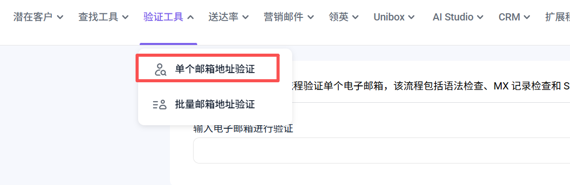 snovio单个邮箱验证页面