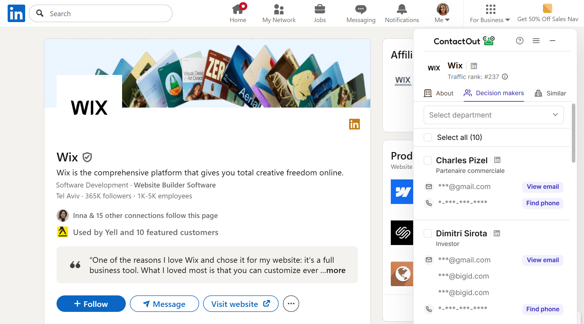 这款 LinkedIn Chrome 扩展程序运行快速流畅。我喜欢它能同时识别工作邮箱和个人邮箱（如果有的话）。