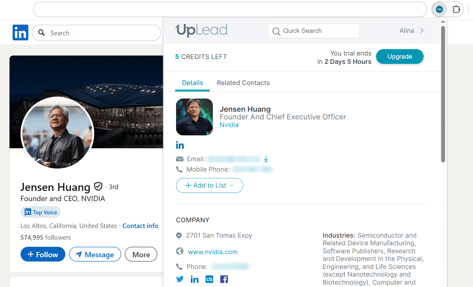 最适合：希望在 LinkedIn、企业网站和社交平台上丰富已验证的 B2B 联系人信息的销售和营销团队。