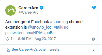Career Arc twitted - Another great Facebook #sourcing chrome extension is snovio_ico.