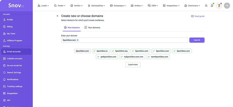 mobile Screenshot from the email account setup section